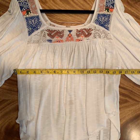 Free People Size M (US) Hand Embroidered Lace and Stretch Jersey Blouse - Picture 13 of 14